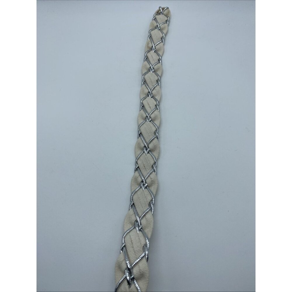 Unbranded White D-Ring Belt w/ Gray Weave – Women’s Size 12 – 42" Length - Picture 11 of 11